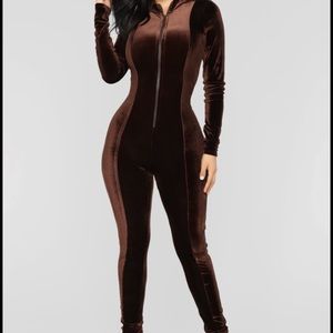 Brown Velvet Jumpsuit